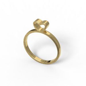 Yel Gold plated Silver Valentine Open Heart Ring